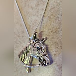 .925 stamped silver horse Necklace